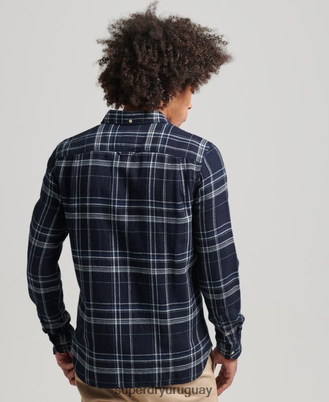 uy Superdry hombres camisa de manga larga de ropa de trabajo de algodón azul oscuro DT2N8Z137 ropa