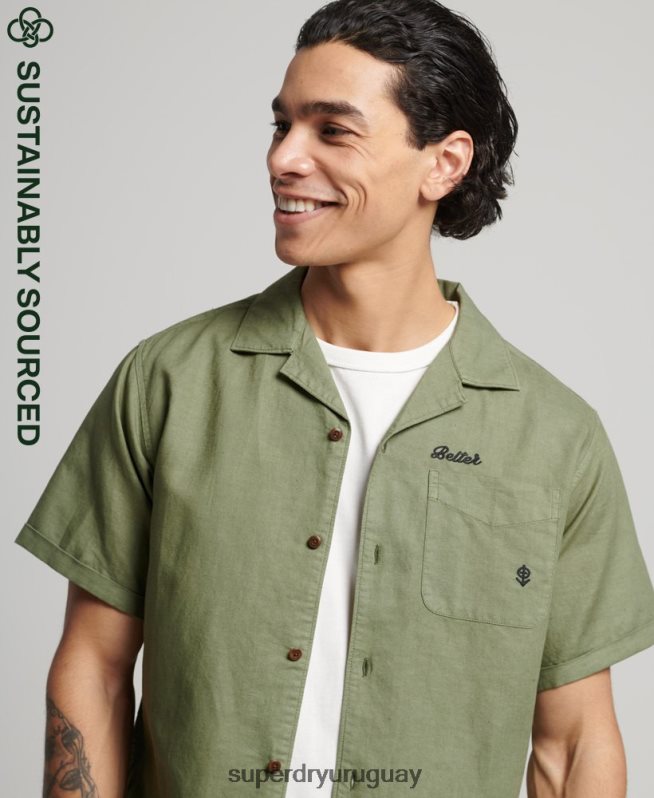 uy Superdry hombres camisa de resort vintage caqui DT2N8Z189 ropa