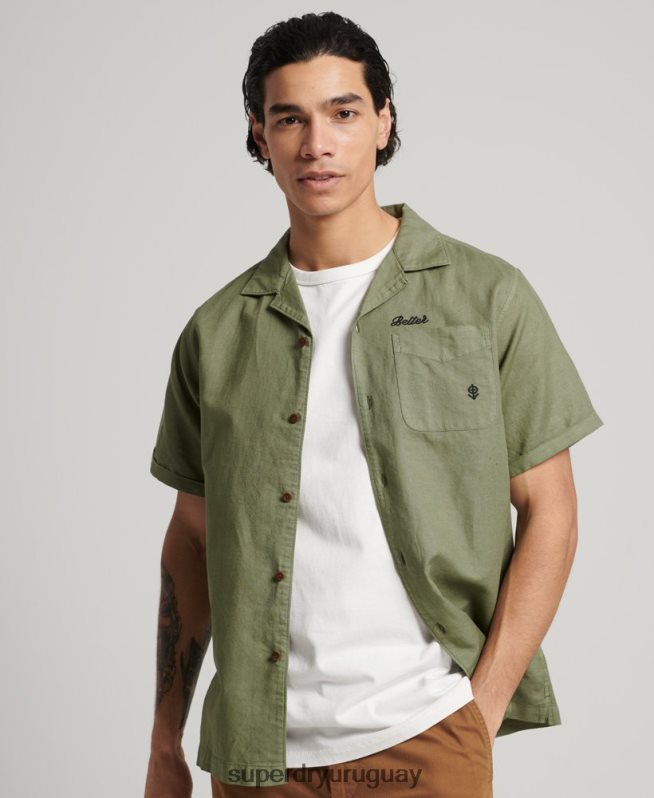 uy Superdry hombres camisa de resort vintage caqui DT2N8Z189 ropa