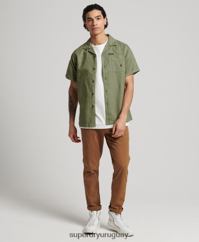 uy Superdry hombres camisa de resort vintage caqui DT2N8Z189 ropa