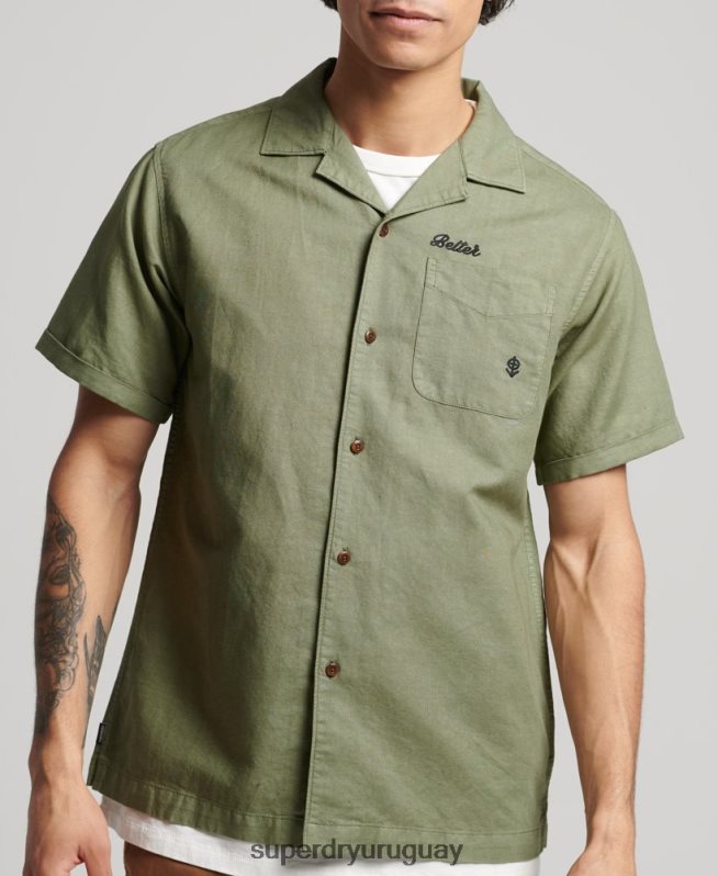 uy Superdry hombres camisa de resort vintage caqui DT2N8Z189 ropa