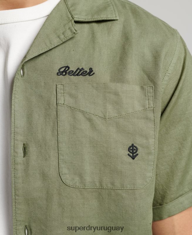 uy Superdry hombres camisa de resort vintage caqui DT2N8Z189 ropa
