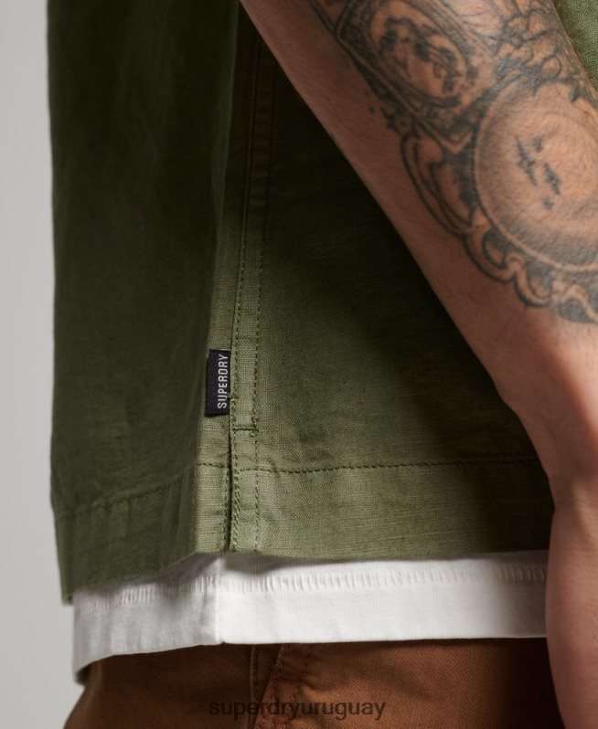 uy Superdry hombres camisa de resort vintage caqui DT2N8Z189 ropa