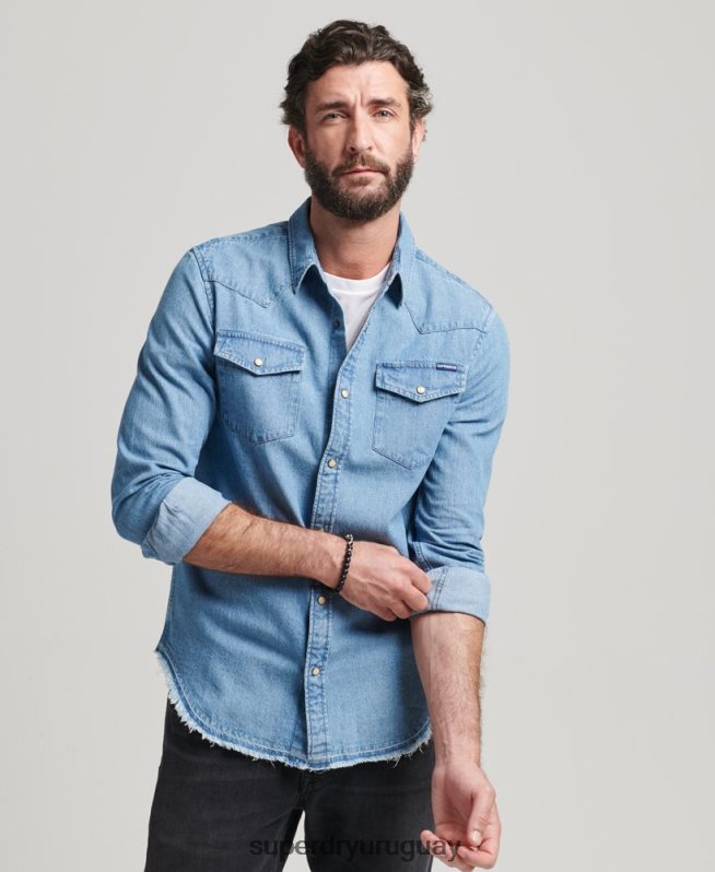 uy Superdry hombres camisa de resurrección azul DT2N8Z219 ropa