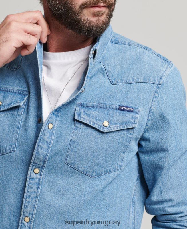 uy Superdry hombres camisa de resurrección azul DT2N8Z219 ropa