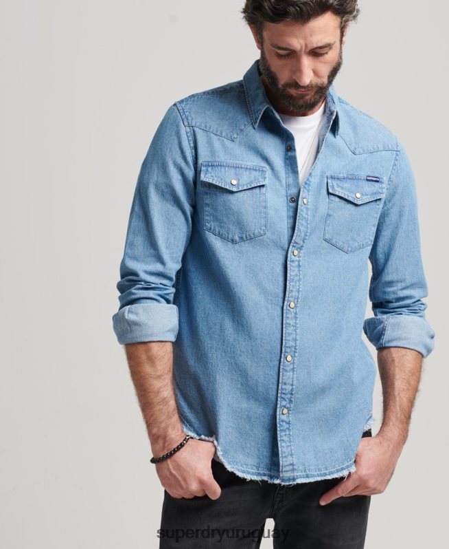 uy Superdry hombres camisa de resurrección azul DT2N8Z219 ropa