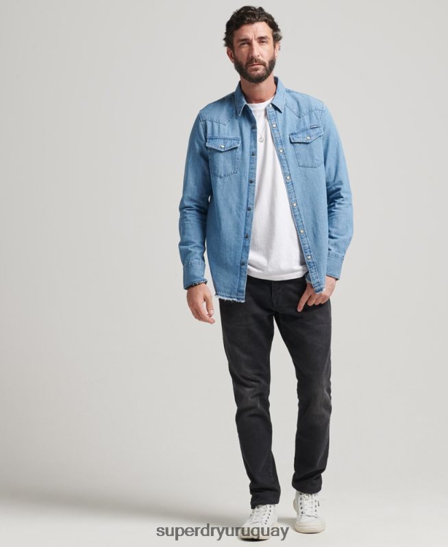 uy Superdry hombres camisa de resurrección azul DT2N8Z219 ropa