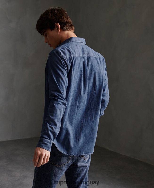 uy Superdry hombres camisa de telar de manga larga Armada DT2N8Z241 ropa
