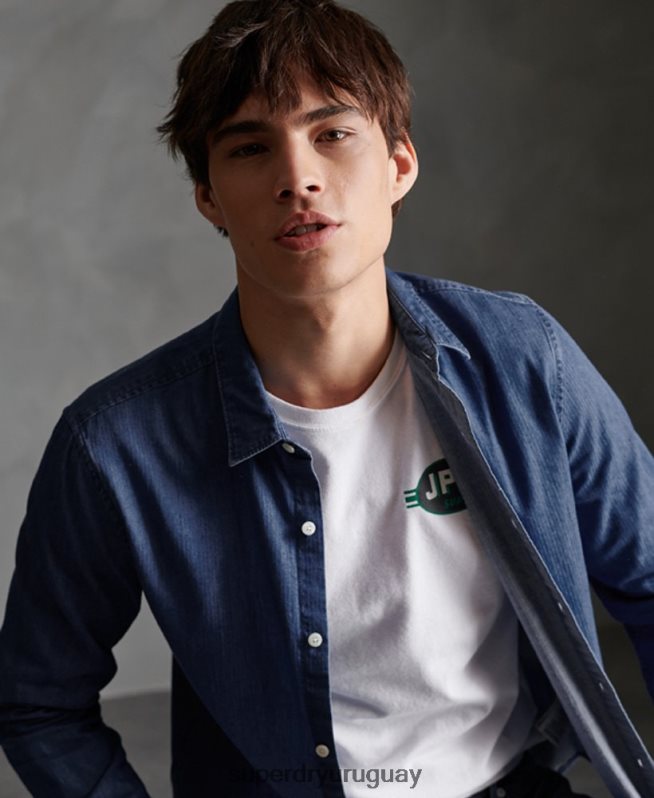 uy Superdry hombres camisa de telar de manga larga Armada DT2N8Z241 ropa