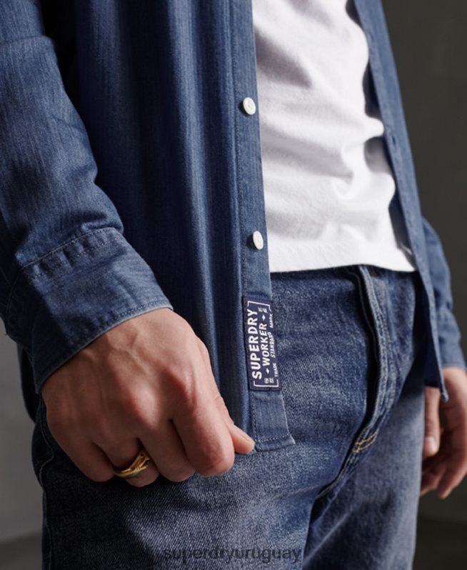 uy Superdry hombres camisa de telar de manga larga Armada DT2N8Z241 ropa