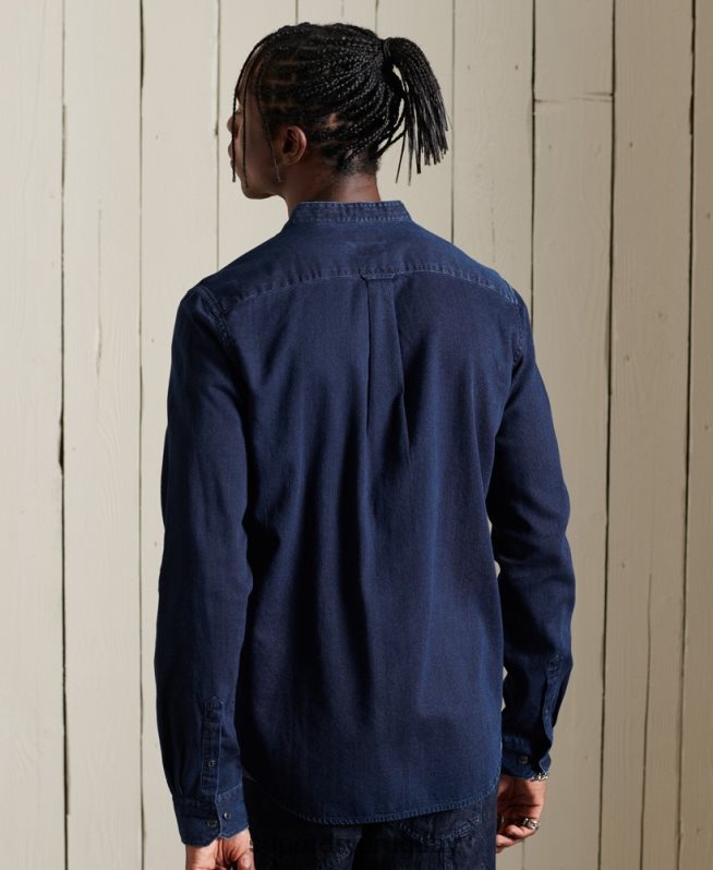 uy Superdry hombres camisa de trabajo henley índigo azul claro DT2N8Z235 ropa