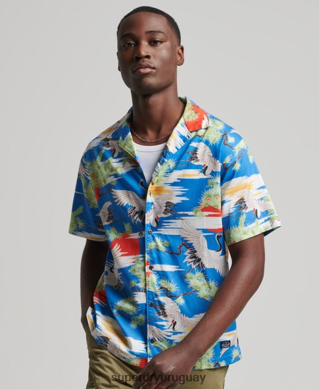 uy Superdry hombres camisa de veneración vintage azul DT2N8Z222 ropa