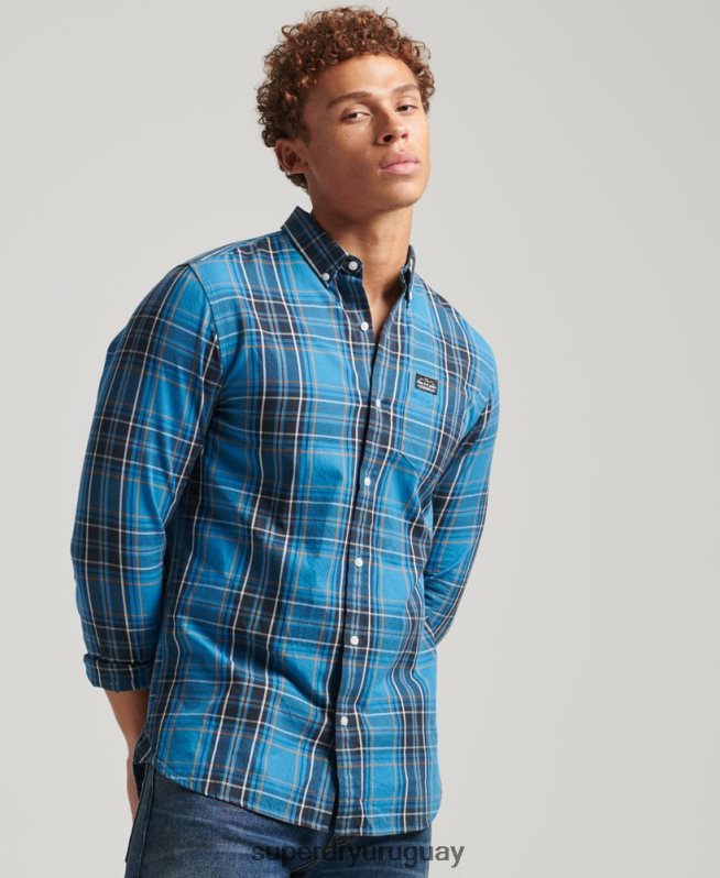 uy Superdry hombres camisa de vestir a cuadros azul DT2N8Z214 ropa