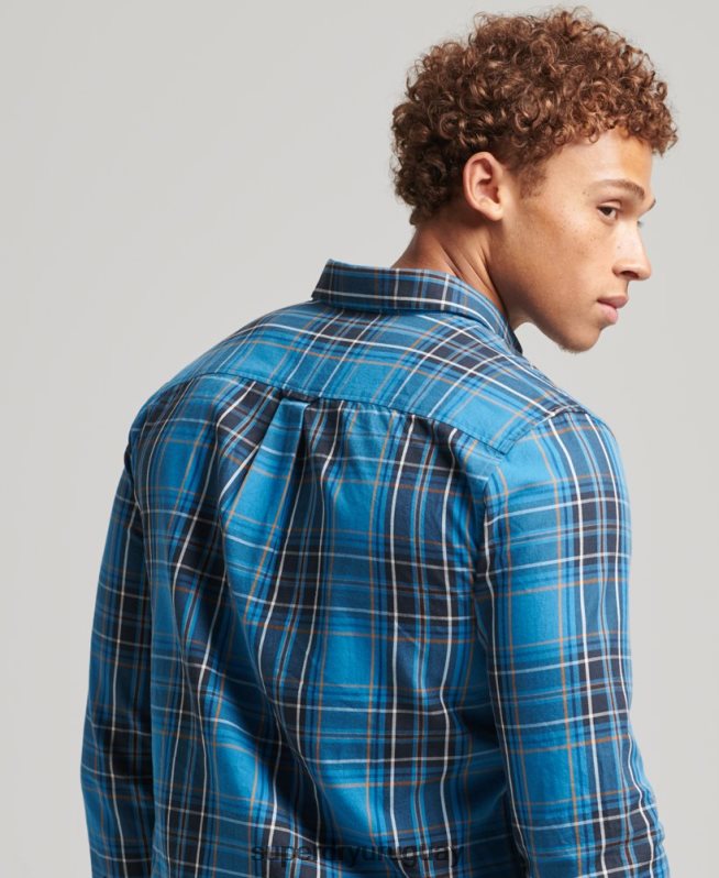uy Superdry hombres camisa de vestir a cuadros azul DT2N8Z214 ropa