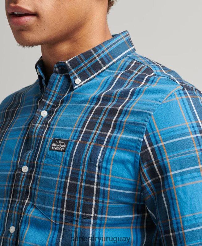 uy Superdry hombres camisa de vestir a cuadros azul DT2N8Z214 ropa