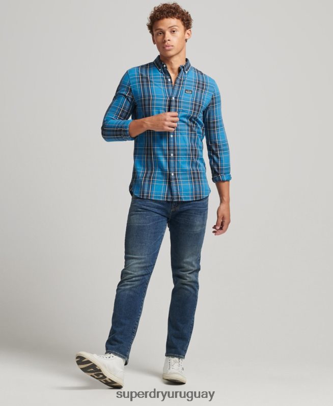 uy Superdry hombres camisa de vestir a cuadros azul DT2N8Z214 ropa