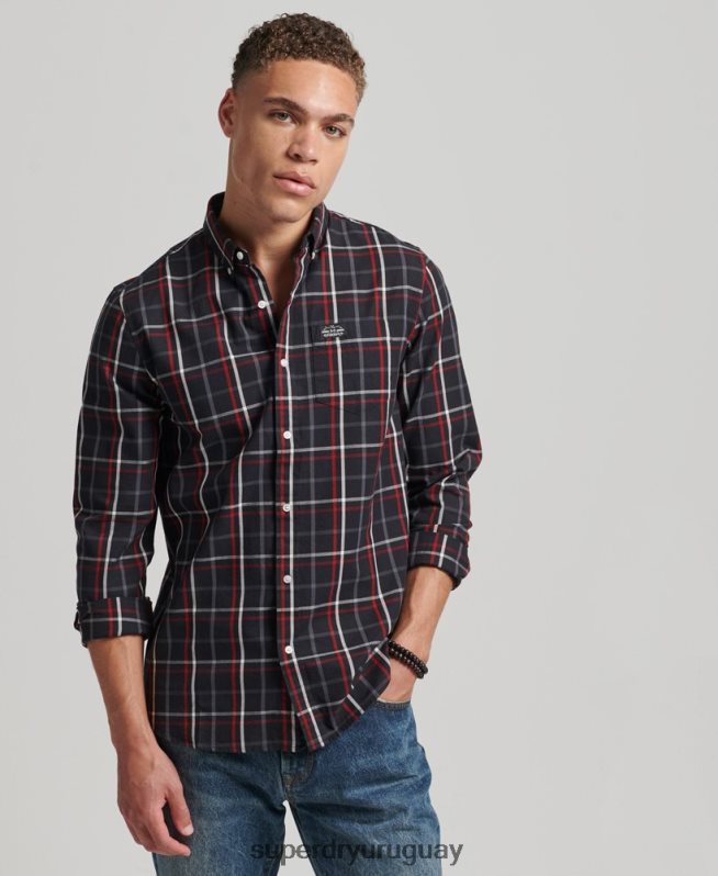 uy Superdry hombres camisa de vestir a cuadros negro DT2N8Z151 ropa
