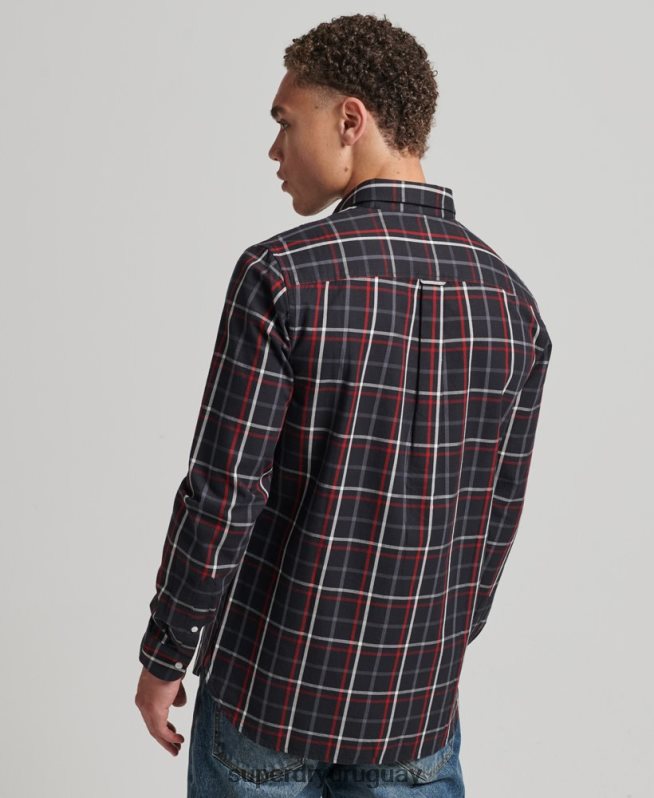 uy Superdry hombres camisa de vestir a cuadros negro DT2N8Z151 ropa