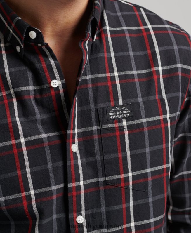 uy Superdry hombres camisa de vestir a cuadros negro DT2N8Z151 ropa