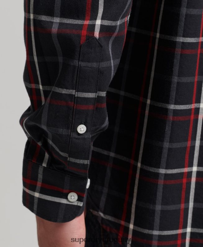 uy Superdry hombres camisa de vestir a cuadros negro DT2N8Z151 ropa