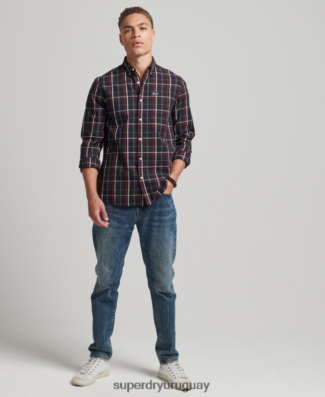 uy Superdry hombres camisa de vestir a cuadros negro DT2N8Z151 ropa