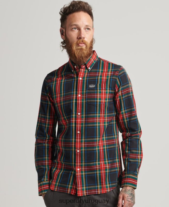 uy Superdry hombres camisa de vestir a cuadros negro DT2N8Z196 ropa