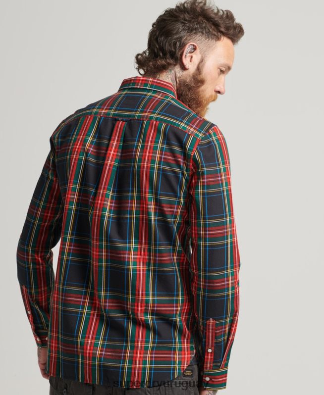 uy Superdry hombres camisa de vestir a cuadros negro DT2N8Z196 ropa