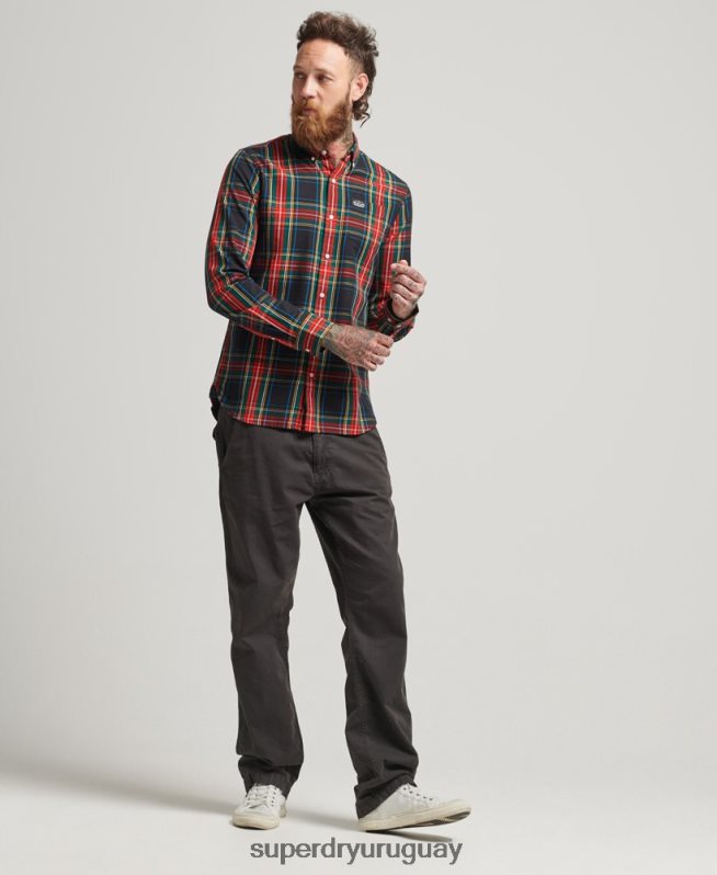 uy Superdry hombres camisa de vestir a cuadros negro DT2N8Z196 ropa