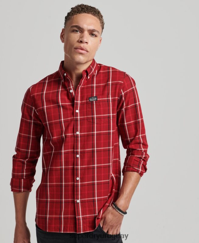 uy Superdry hombres camisa de vestir a cuadros rojo DT2N8Z167 ropa