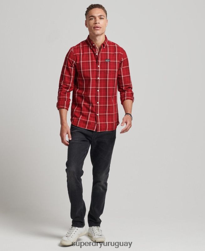 uy Superdry hombres camisa de vestir a cuadros rojo DT2N8Z167 ropa