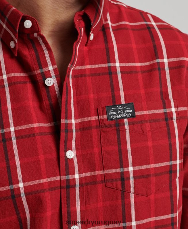 uy Superdry hombres camisa de vestir a cuadros rojo DT2N8Z167 ropa