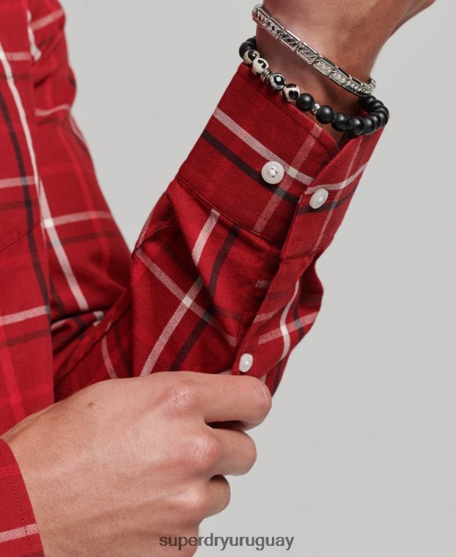 uy Superdry hombres camisa de vestir a cuadros rojo DT2N8Z167 ropa