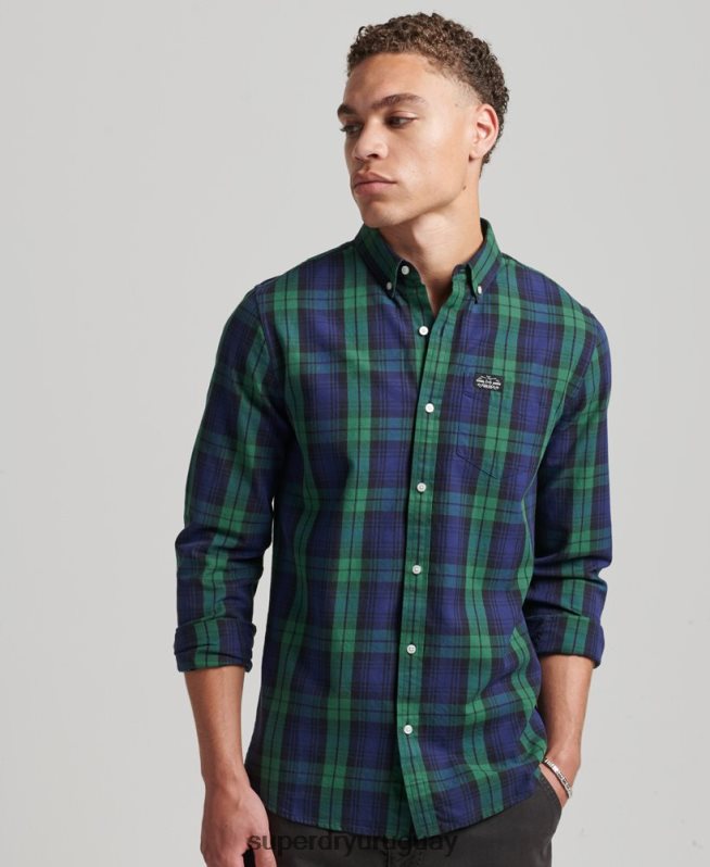 uy Superdry hombres camisa de vestir a cuadros verde DT2N8Z159 ropa