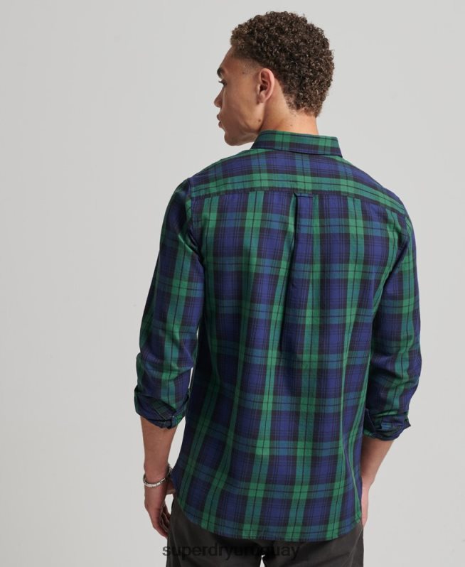 uy Superdry hombres camisa de vestir a cuadros verde DT2N8Z159 ropa
