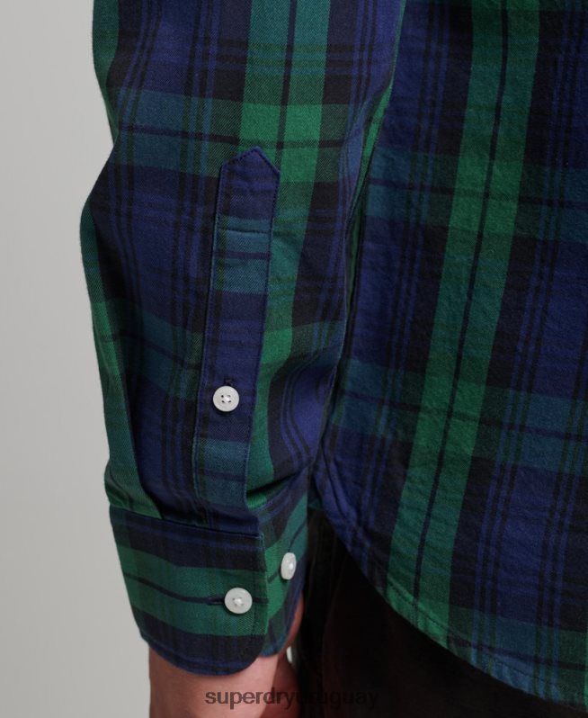 uy Superdry hombres camisa de vestir a cuadros verde DT2N8Z159 ropa