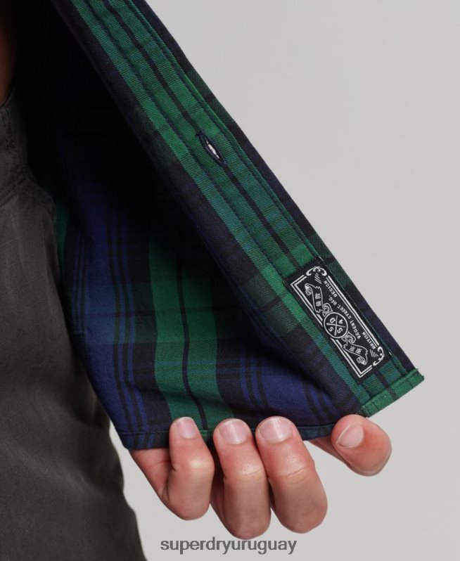 uy Superdry hombres camisa de vestir a cuadros verde DT2N8Z159 ropa