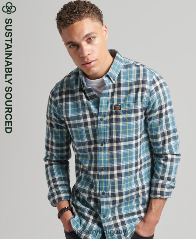 uy Superdry hombres camisa estilo leñador vintage de algodón orgánico azul DT2N8Z169 ropa