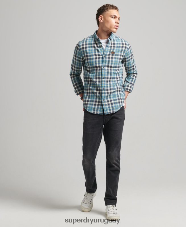 uy Superdry hombres camisa estilo leñador vintage de algodón orgánico azul DT2N8Z169 ropa