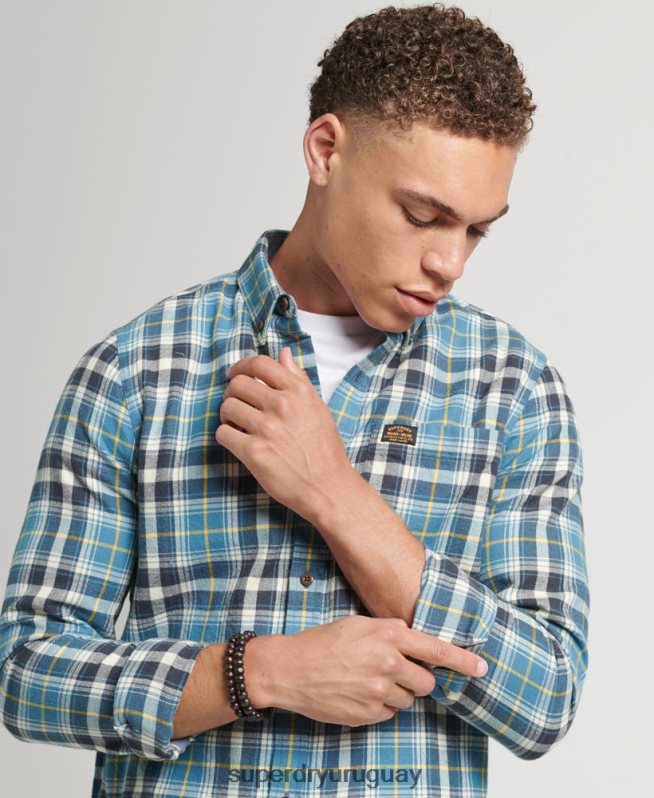 uy Superdry hombres camisa estilo leñador vintage de algodón orgánico azul DT2N8Z169 ropa
