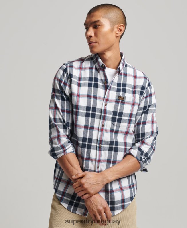 uy Superdry hombres camisa estilo leñador vintage de algodón orgánico blanco DT2N8Z216 ropa