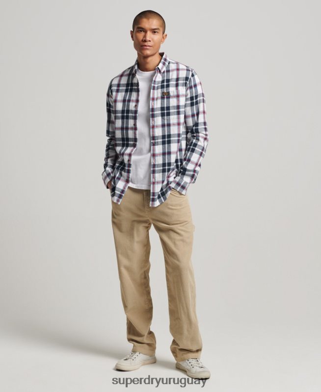 uy Superdry hombres camisa estilo leñador vintage de algodón orgánico blanco DT2N8Z216 ropa