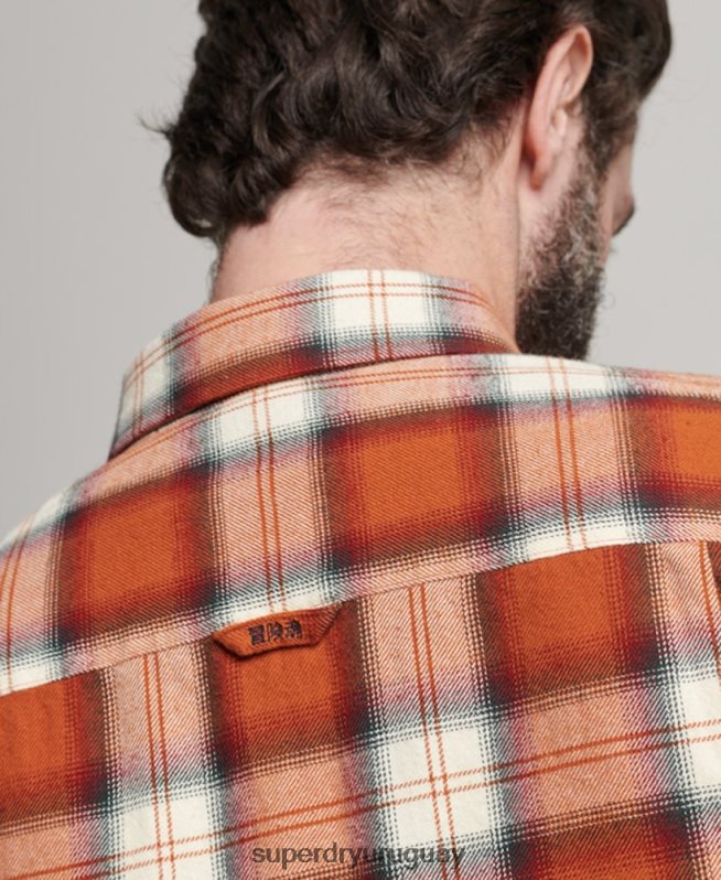 uy Superdry hombres camisa estilo leñador vintage de algodón orgánico naranja DT2N8Z187 ropa