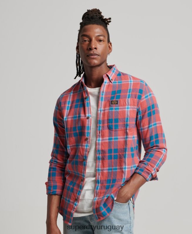 uy Superdry hombres camisa estilo leñador vintage de algodón orgánico rojo DT2N8Z176 ropa