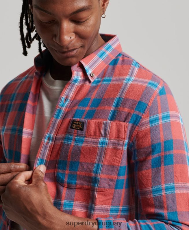 uy Superdry hombres camisa estilo leñador vintage de algodón orgánico rojo DT2N8Z176 ropa