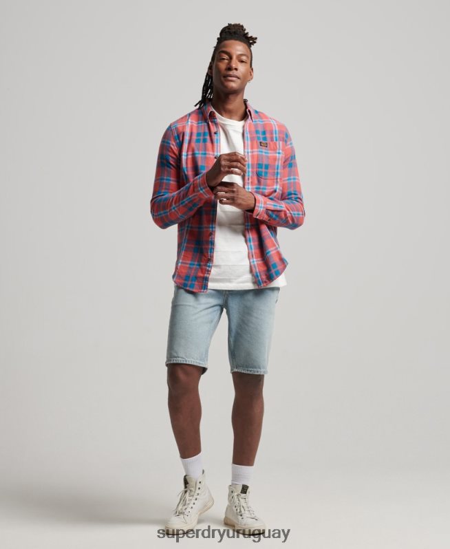 uy Superdry hombres camisa estilo leñador vintage de algodón orgánico rojo DT2N8Z176 ropa
