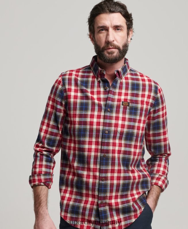 uy Superdry hombres camisa estilo leñador vintage de algodón orgánico rojo DT2N8Z204 ropa