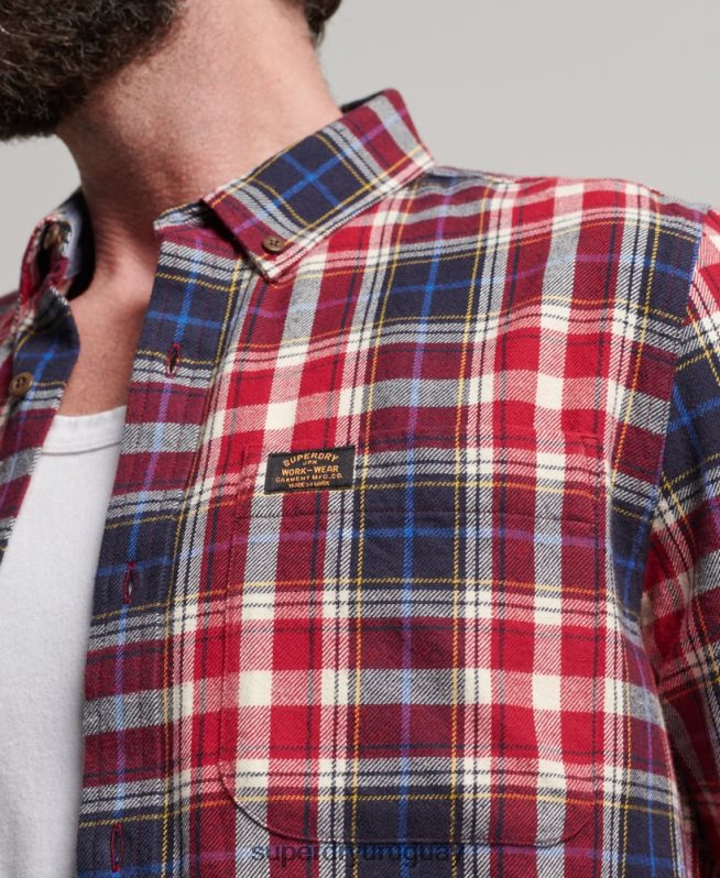 uy Superdry hombres camisa estilo leñador vintage de algodón orgánico rojo DT2N8Z204 ropa