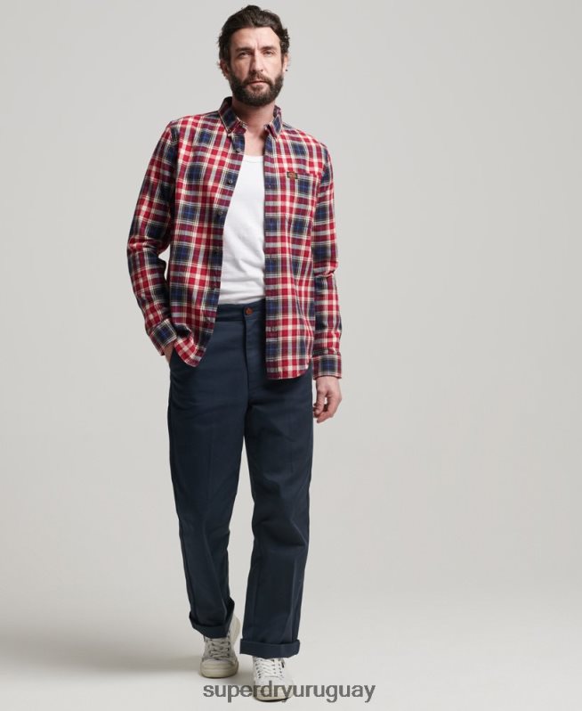 uy Superdry hombres camisa estilo leñador vintage de algodón orgánico rojo DT2N8Z204 ropa