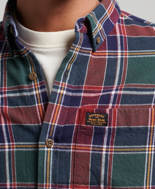 uy Superdry hombres camisa estilo leñador vintage de algodón orgánico verde DT2N8Z160 ropa