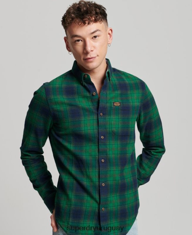 uy Superdry hombres camisa estilo leñador vintage de algodón orgánico verde DT2N8Z162 ropa